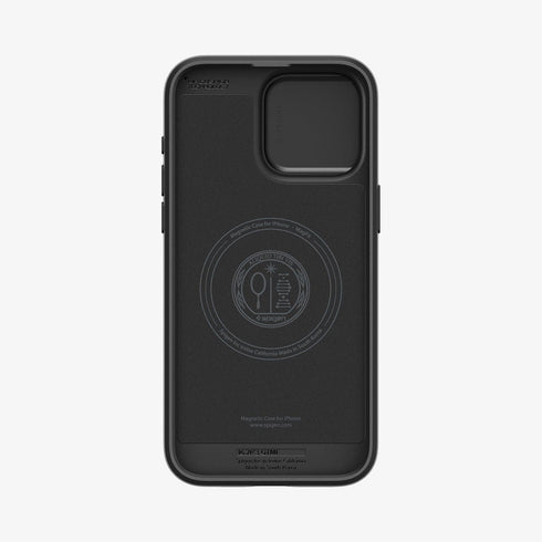 ACS06599 - iPhone 15 Pro Max Case Optik Armor (MagFit) in black showing the back with lens slot open